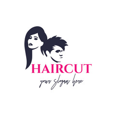 hair cutting and body hair removal logo design vector