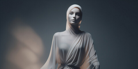 Fashion woman model dress pose flying