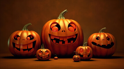 Illustration of a halloween pumpkins in red colours