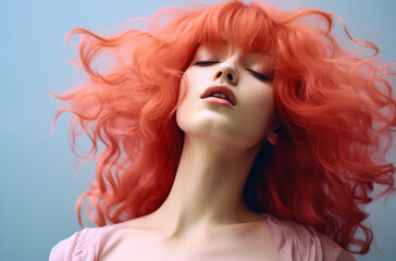 Fototapeta premium Portrait of a young woman with a wig