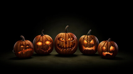 Illustration of a halloween pumpkins in dark brown colours