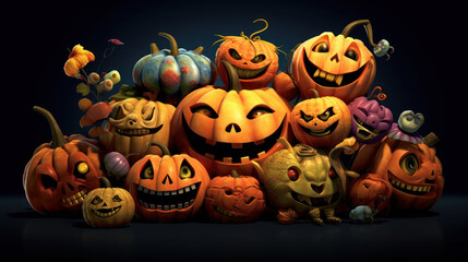 Illustration of a halloween pumpkins in light black colours