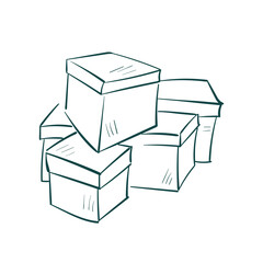 boxes vector sketch simple doodle hand drawn line illustration isolated abstract sign symbol clip art
