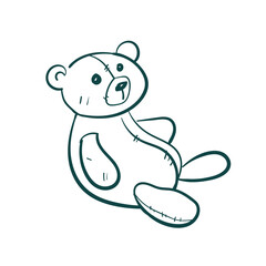Teddy bear vector sketch simple doodle hand drawn line illustration isolated abstract sign symbol clip art