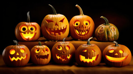 Illustration of a halloween pumpkins in vivid orange colours