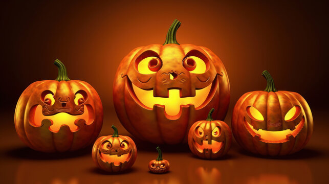 Illustration of a halloween pumpkins in vivid orange colours