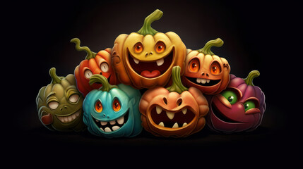 Illustration of a halloween pumpkins in colorful colours