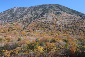紅葉する男体山