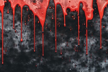 black cement texture background with red watercolor drips or splashes. generative ai