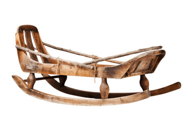 Rustic Wood Sled Downhill Fun on transparent background