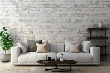 Create your vision White brick wall in a 3D render