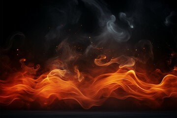 Fototapeta premium Eerie Halloween aura dark abstract background, orange lights, and mist