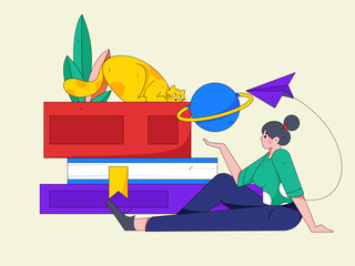 Education learning people flat vector concept hand drawn illustration
