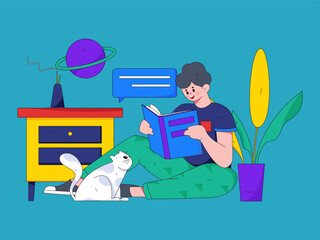 Education learning people flat vector concept hand drawn illustration
