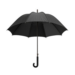 Open black umbrella on transparent background