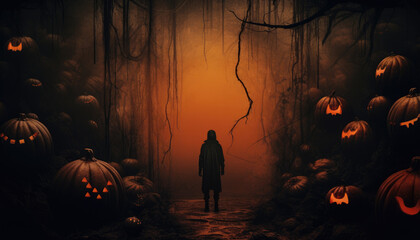 Scary dark haunted surreal background