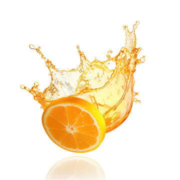 Orange juice splash on transparent background