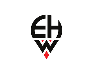 Obraz premium EHW letter location shape logo design. EHW letter location logo simple design.