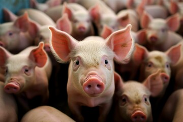 Exploring intensive pig farming and assessing its environmental and social consequences. Generative AI - obrazy, fototapety, plakaty