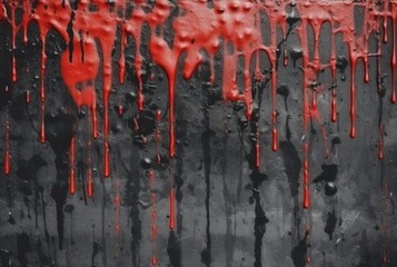 black cement texture background with red watercolor drips or splashes. generative ai