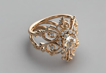 gold ring with diamonds on white background, golden ring with diamonds, gold ring with diamonds