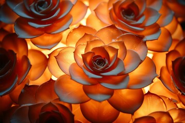 Succulent orange rings backlit, crafting a textured and dynamic backdrop