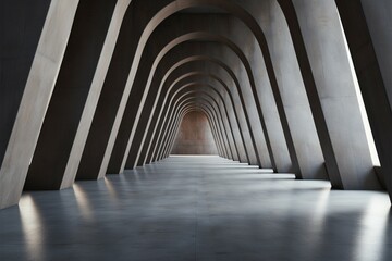 The allure of an empty cement tunnels abstract interior design