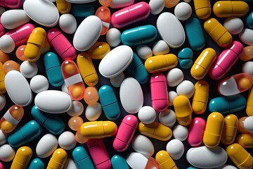 top view pharmaceuticals pill capsules 