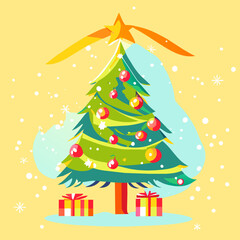 playful christmas tree and gift