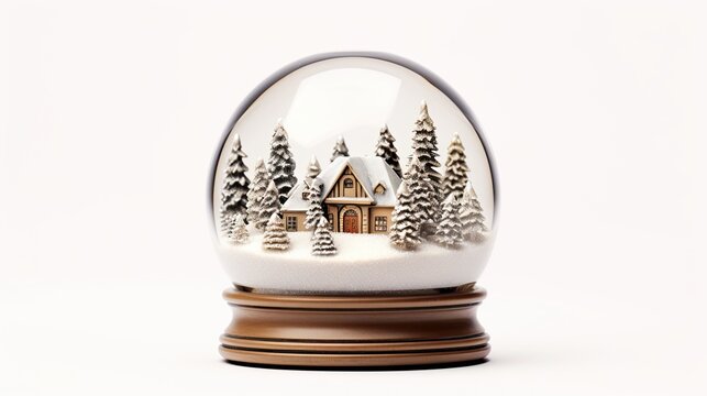 gingerbread house in the snow globe isolated on white background