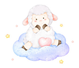 cute baby sheep on cloud