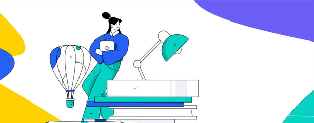 Education learning people flat vector concept hand drawn illustration
