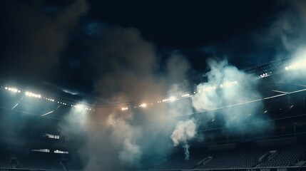 A smoke-filled stadium during a thrilling sports event
