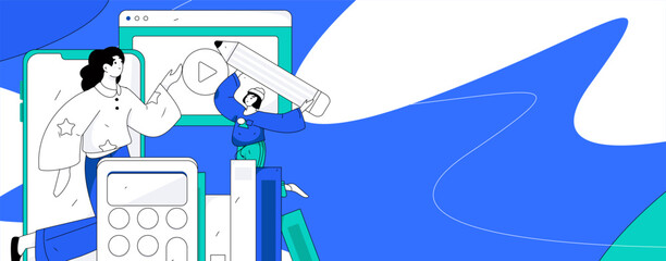 Education learning people flat vector concept hand drawn illustration
