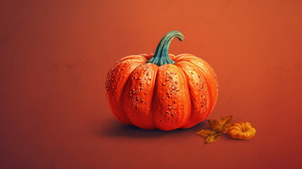 Illustration of a pumpkin in red tones