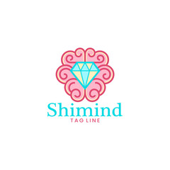 simple logo of brain and diamond