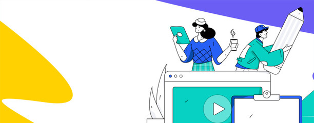 Education learning people flat vector concept hand drawn illustration
