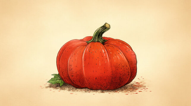 Illustration of a pumpkin in red tones