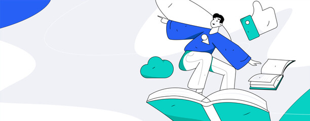 Education learning people flat vector concept hand drawn illustration
