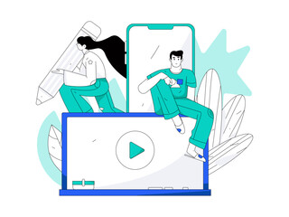 Education learning people flat vector concept hand drawn illustration
