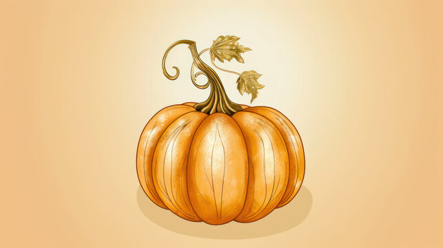 Illustration of a pumpkin in light brown tones