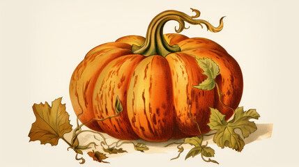 Illustration of a pumpkin in vivid brown tones