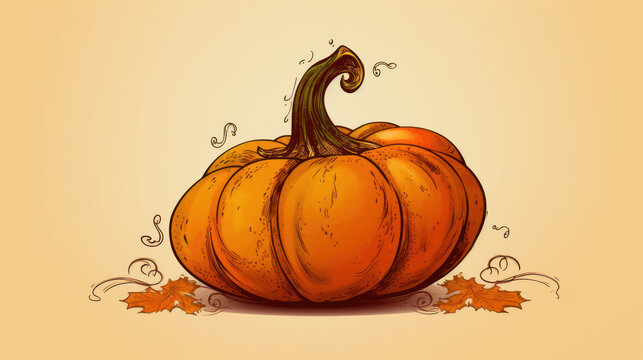 Illustration of a pumpkin in vivid brown tones