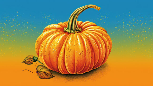 Illustration of a pumpkin in vivid orange tones