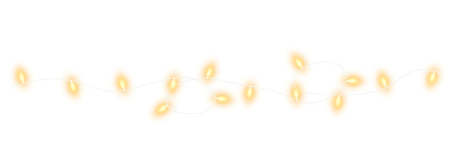 Peach christmas glowing garland. Christmas lights. Colorful Christmas garland. The light bulbs on the wires are insulated. PNG.