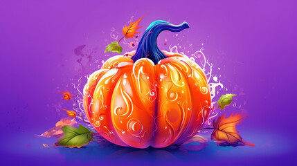 Obraz na płótnie Canvas Illustration of a pumpkin in vivid purple tones