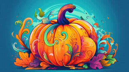 Illustration of a pumpkin in colorful tones