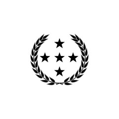 Laurel five stars icon isolated on transparent background