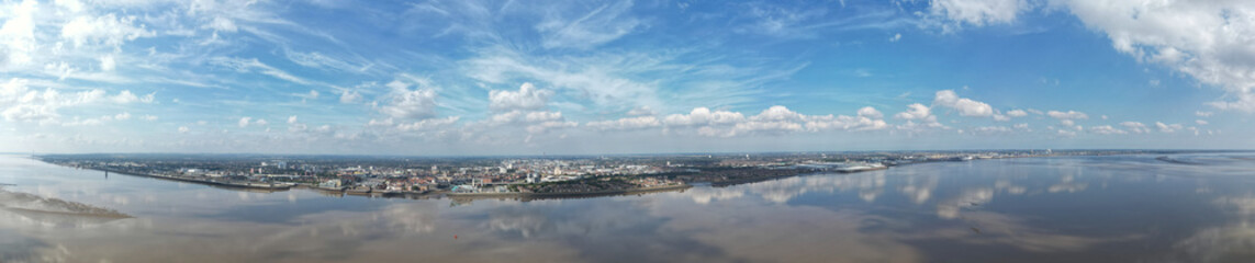 Panoramic view over the riverside area of Kingston-upon-Hull, UK