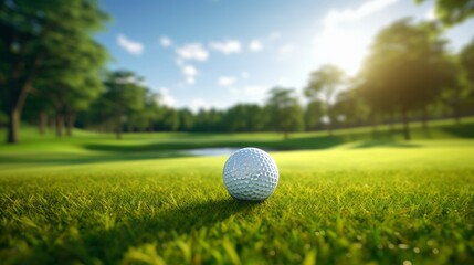 A pristine golf ball on a vibrant green golf course